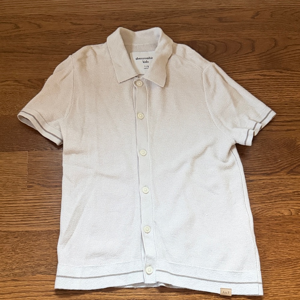 abercrombie kids Boy’s Short-Sleeve Button Polo - Light Cream